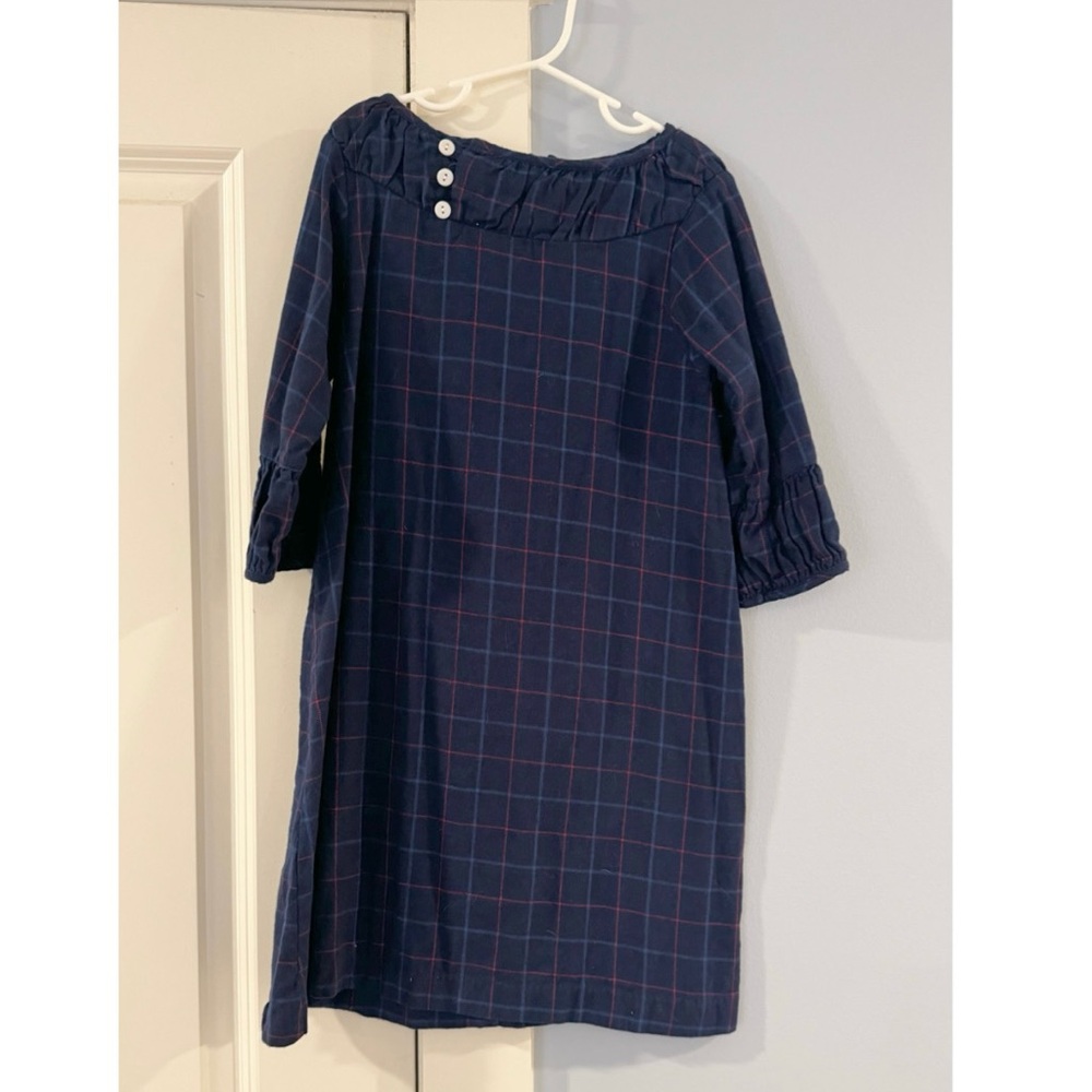 Bella Bliss Girls size 8 navy and red pinstripe check dress